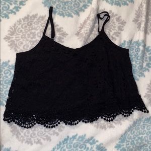 Black lace crop top